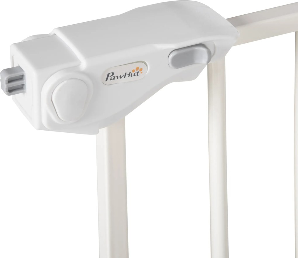PawHut Bramka Ochronna dla Psów, Rozszerzalna, Montaż Na Zacisk, Metal, 136x76cm, Biały