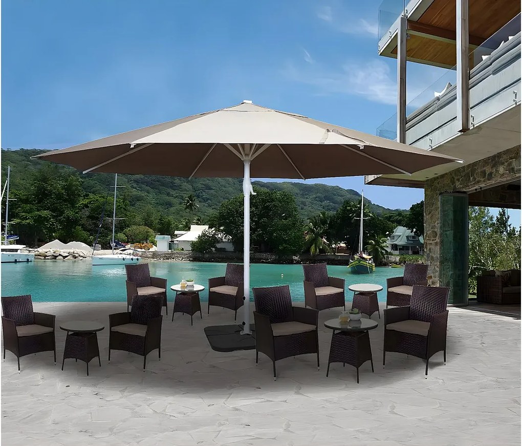 Parasol Carpi II,  kremowo-beżowy ze stojakiem