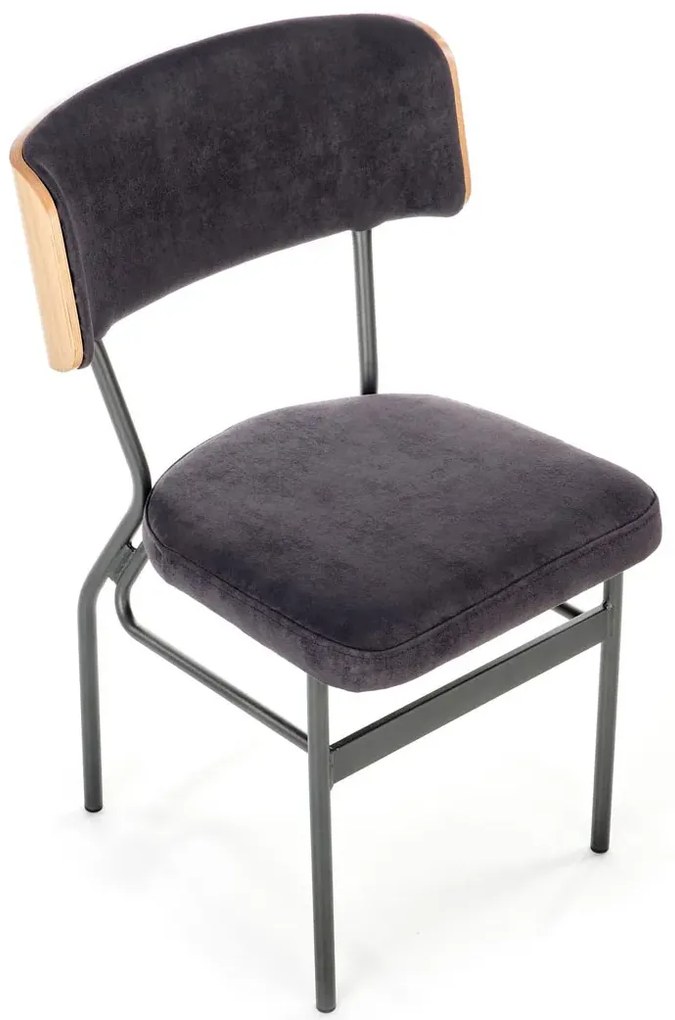 Czarne krzesło tapicerowane w stylu vintage D1-M61