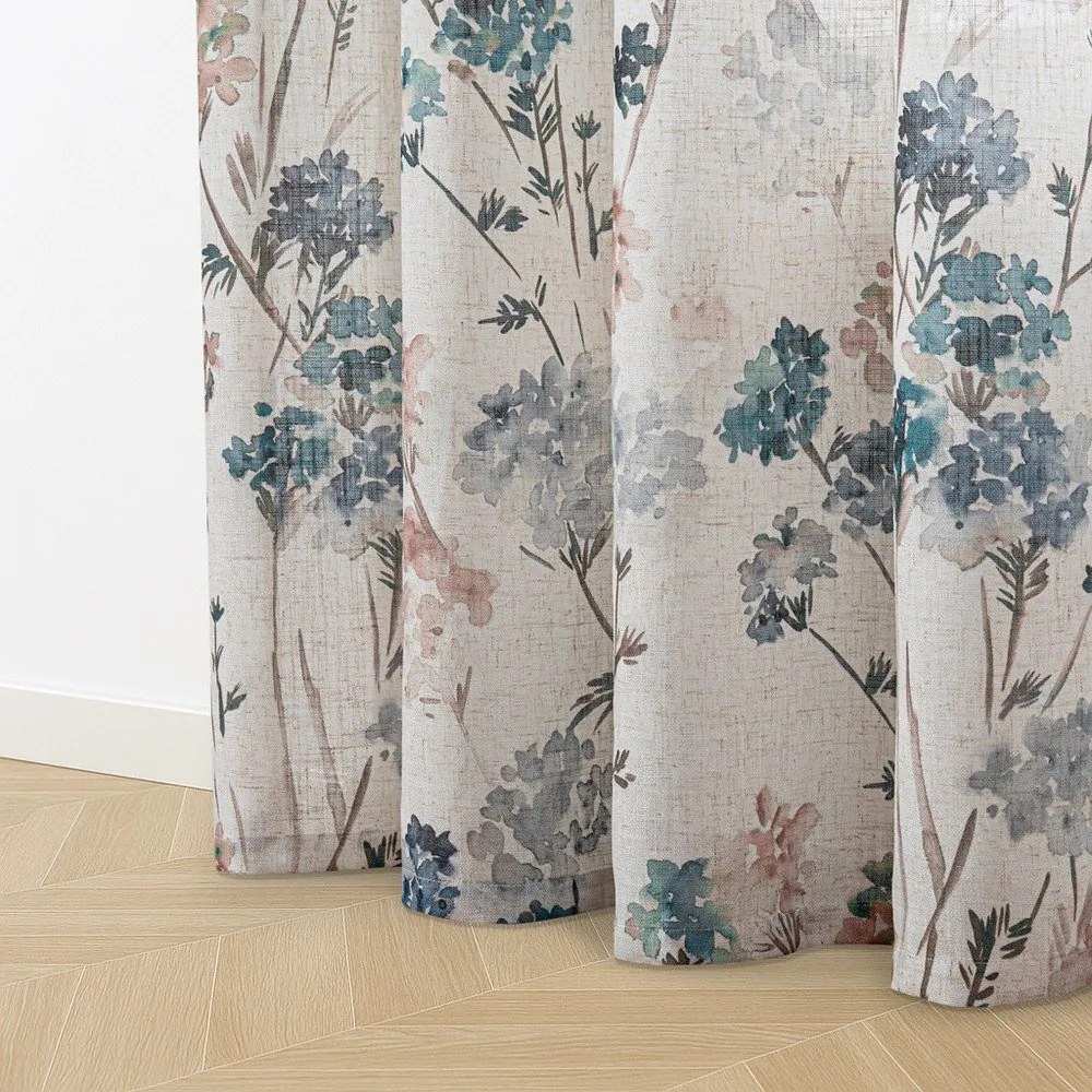 Jasnoniebieska/kremowa zasłona 135x250 cm Flosi – Restilo