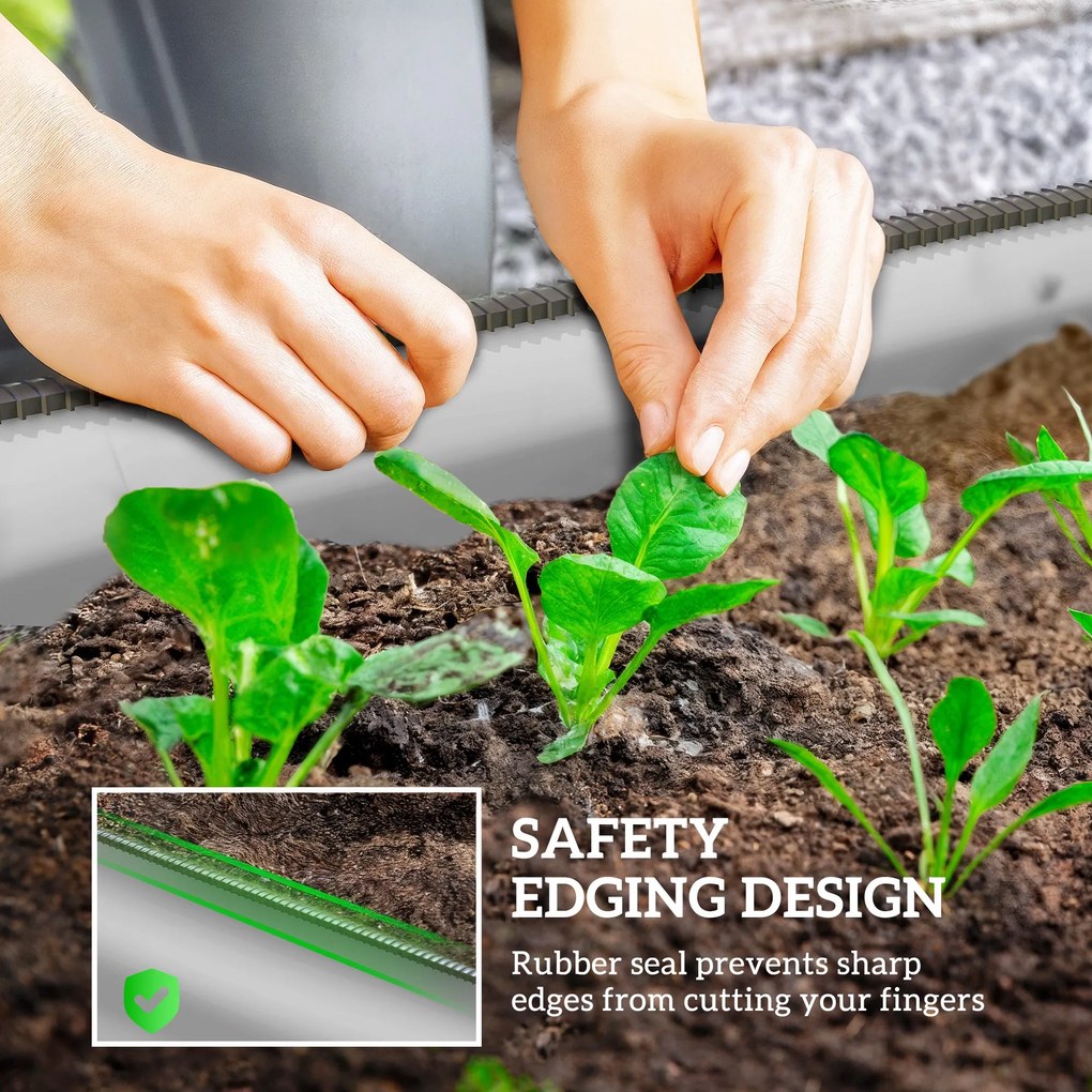 Outsunny Hochbeet Skrzynka Warzywna, modularne wysokie łóżko, chronione brzegi, design bez dna, 150 x 62 x 30 cm, Srebrne