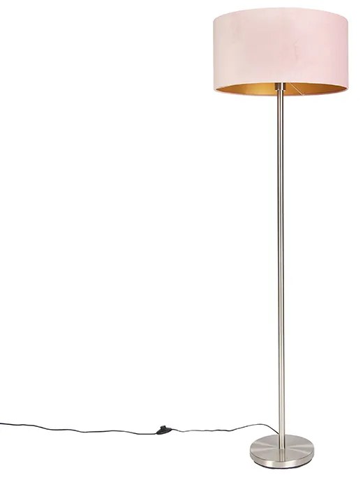 Lampa podłogowa stalowa z różowym kloszem 50 cm - Simplo Oswietlenie wewnetrzne