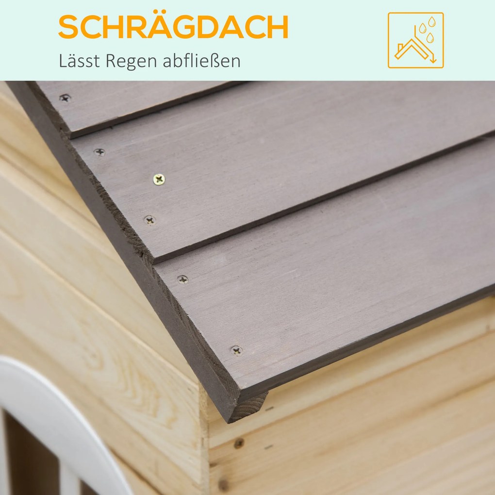 Outsunny domek do zabawy z prawdziwego drewna jodłowego dla dzieci w wieku 3–7 lat, 113 x 94 x 134,5 cm