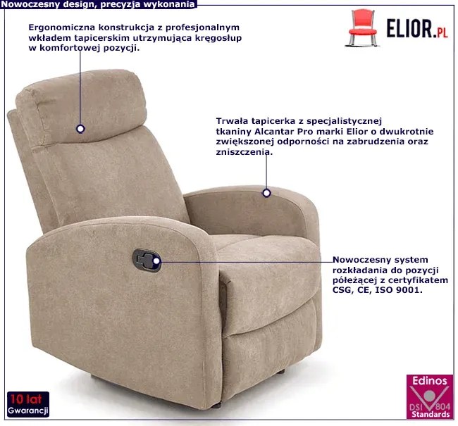 Beżowy fotel rozkładany G5-K20