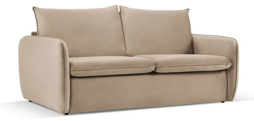 Beżowa aksamitna rozkładana sofa 194 cm Vienna – Cosmopolitan Design