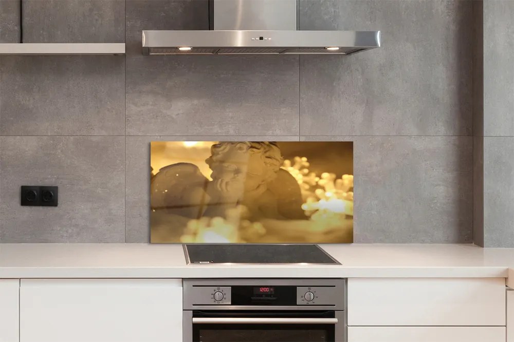 Panel szklany do Kuchni Śpiący Aniołek w Blasku Lampek