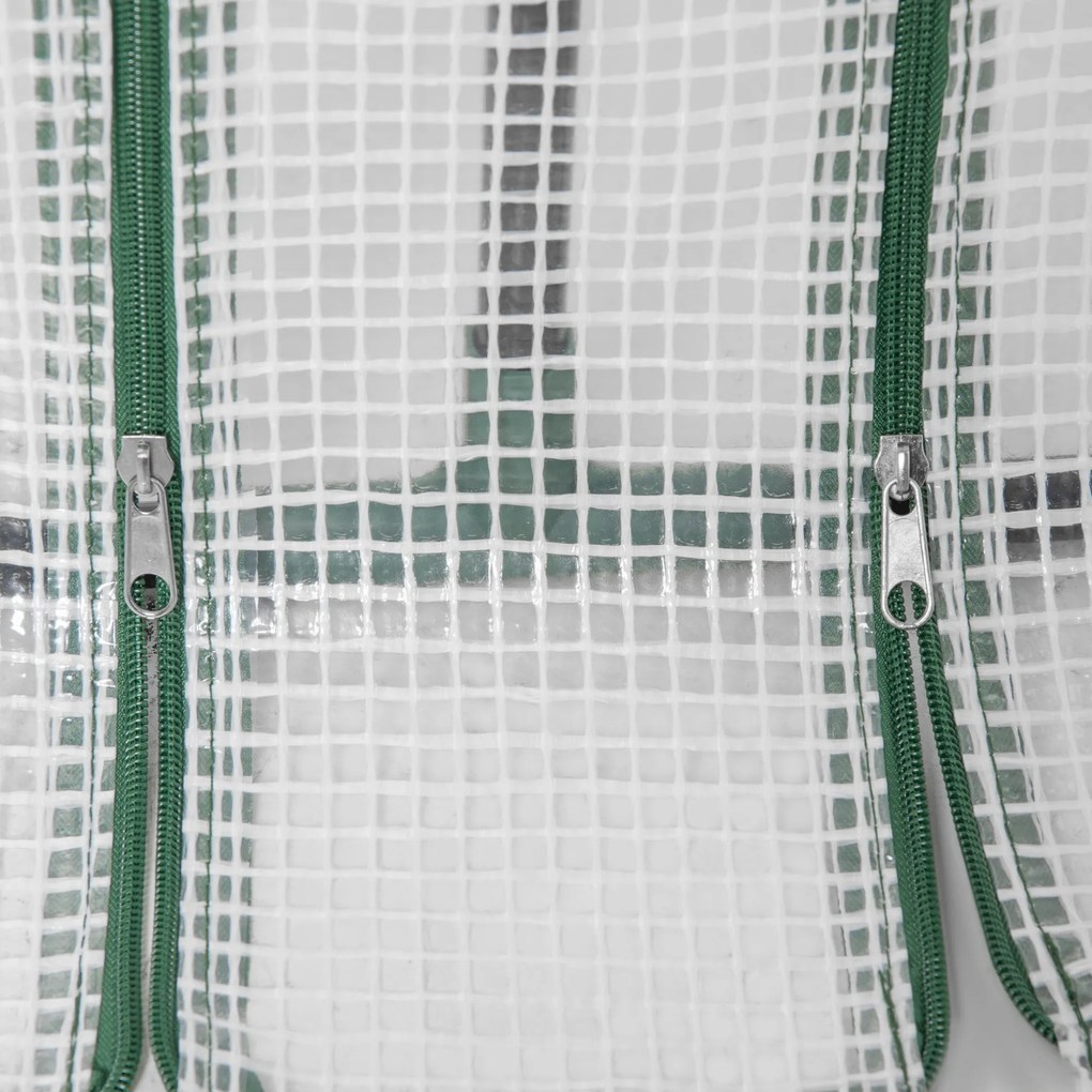 Outsunny Mini szklarnia tunelowa z 2 zamykanymi drzwiami suwakowymi wytrzymała folia i metalowa rama 18x1x1m Biały | Aosom PL