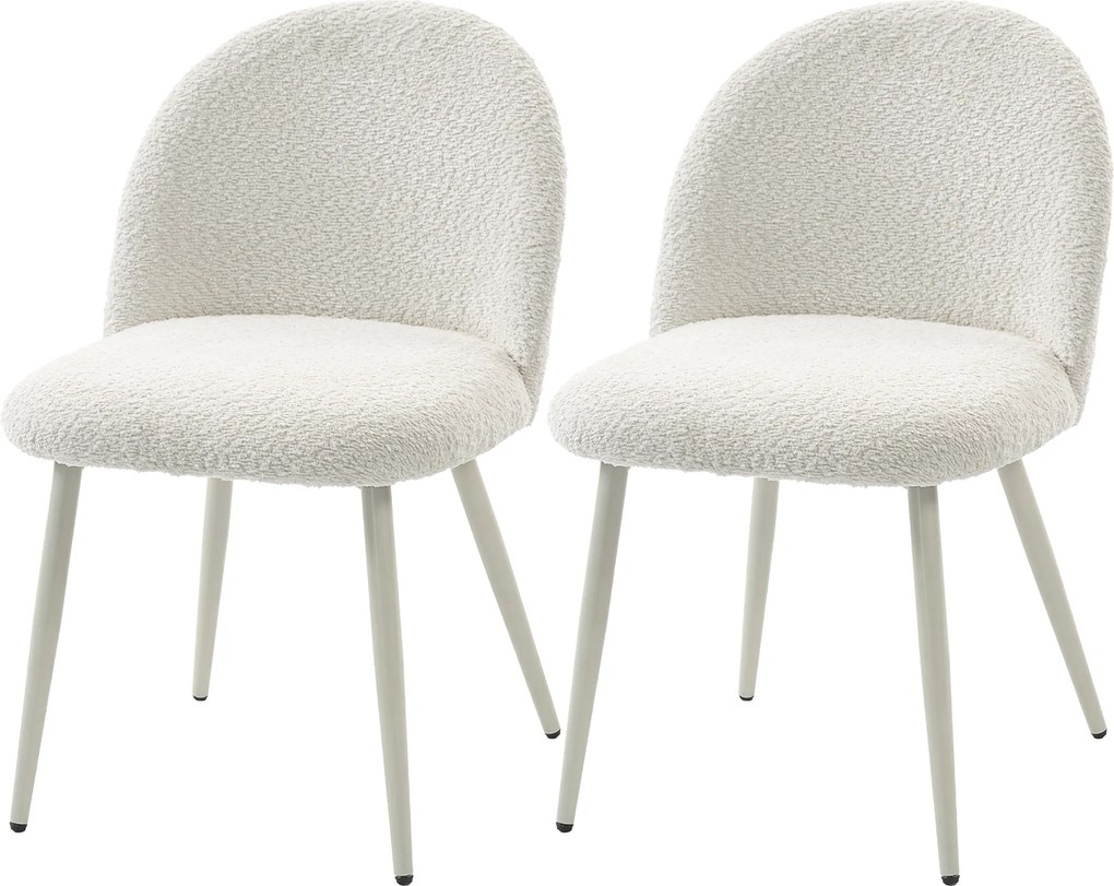 HOMCOM Krzesła do jadalni, krzesła kuchenne, miękkie tapicerowane chenille, 50,5 x 57,5 x 78,5 cm, kremowobiały | Aosom PL