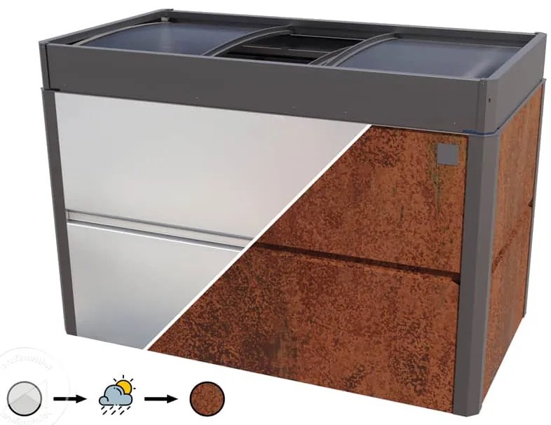 PRIMEYARD 150 x 85 x 77 cm Grządka podwyższona, stal corten, Optyka rdzy, z inspektem ogrodowym - (GFPV00793)