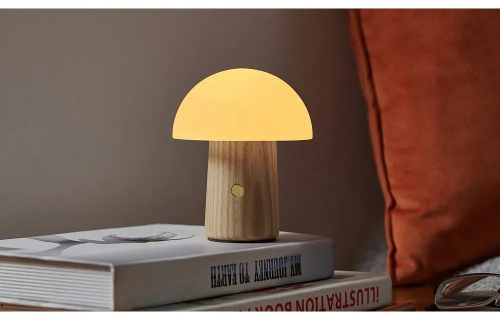 Naturalna lampa stołowa ze ściemniaczem i szklanym kloszem (wys. 13 cm) Alice – Gingko