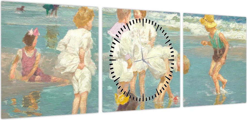 Obraz - Edward Henry Potthast, A Holiday, reprodukcje (z zegarem) (90x30 cm)