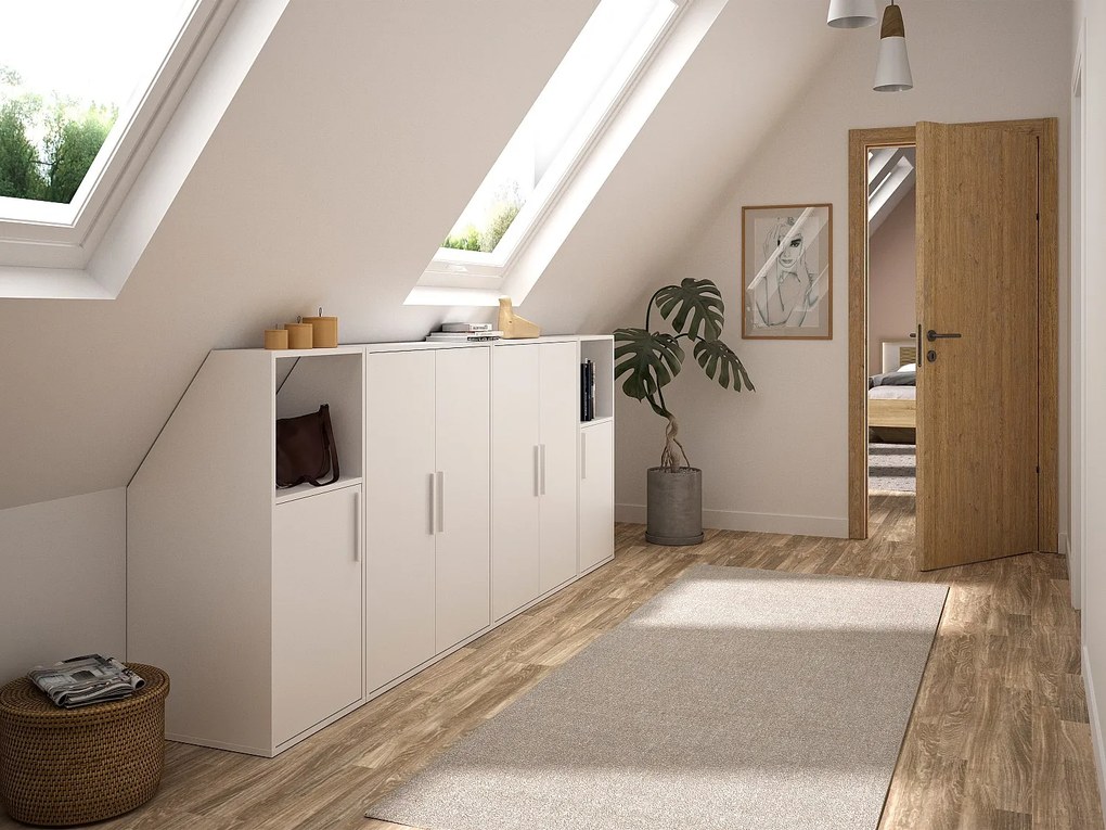 Szafa ze skosem 6-drzwiowa z 2 wnękami - Biały - ADEZIO