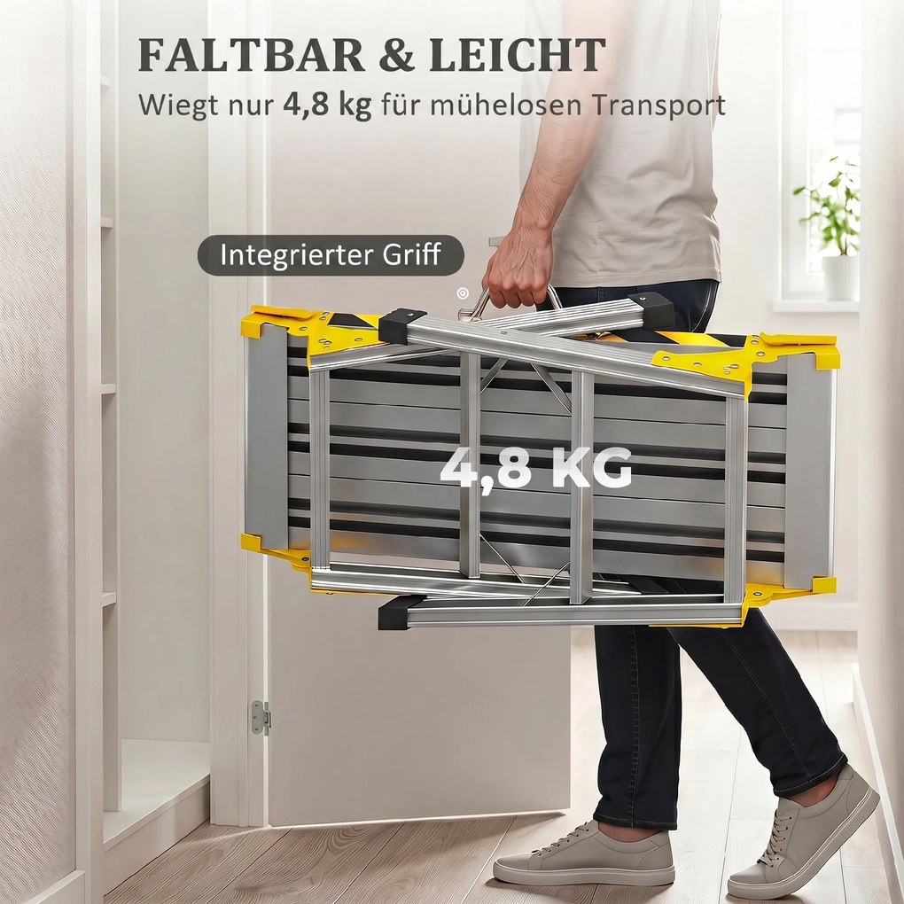 HOMCOM Składany stół warsztatowy z aluminium z uchwytem, antypoślizgowy, 150 kg, 110 x 32 x 50 cm | Aosom PL