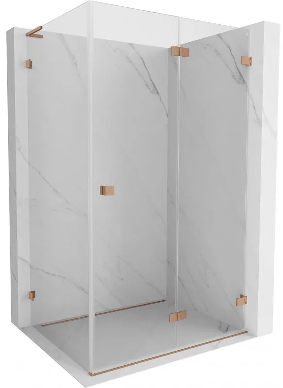 Mexen Lunar-F L kabina prysznicowa składana prawa 90 x 80 cm, transparent, miedź szczotkowana - 836L-090-080-65-00-P