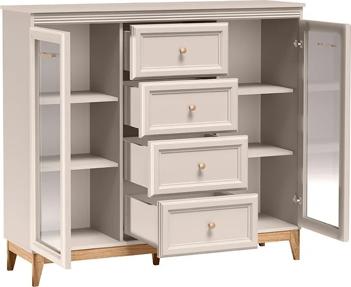 Witryna CUNEO 125,5 x 141,5 cm, Stojąca witryna do Salonu, Kaszmir