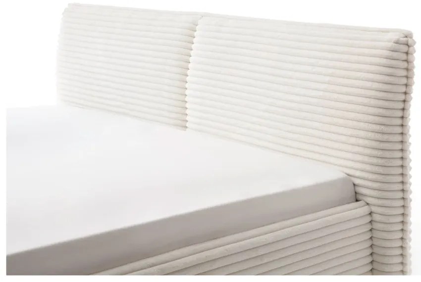 Beżowe tapicerowane łóżko dwuosobowe ze schowkiem ze stelażem 180x200 cm Matera – Meise Möbel