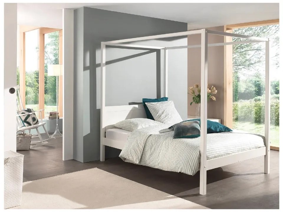 Białe łóżko dziecięce 140x200 cm PINO CANOPY – Vipack