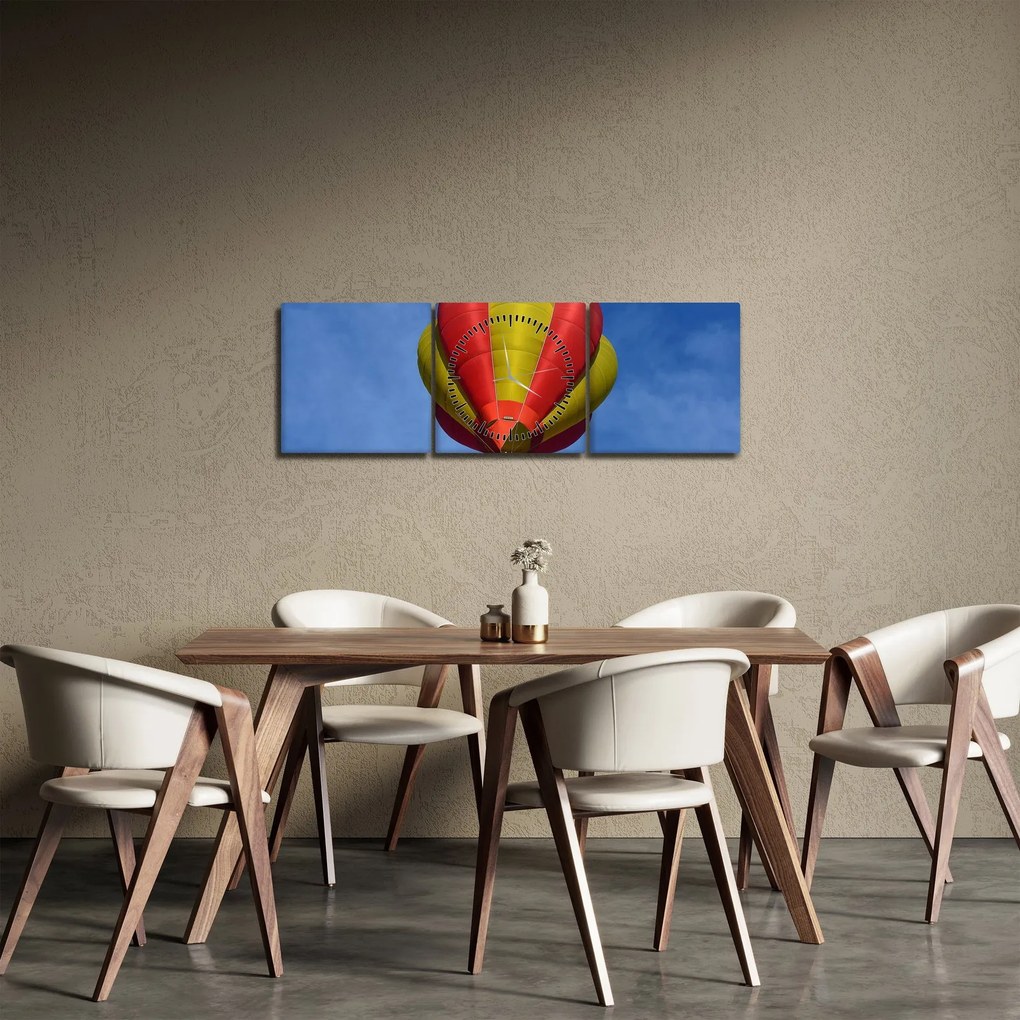 Obraz latającego balonu (z zegarem) (90x30 cm)