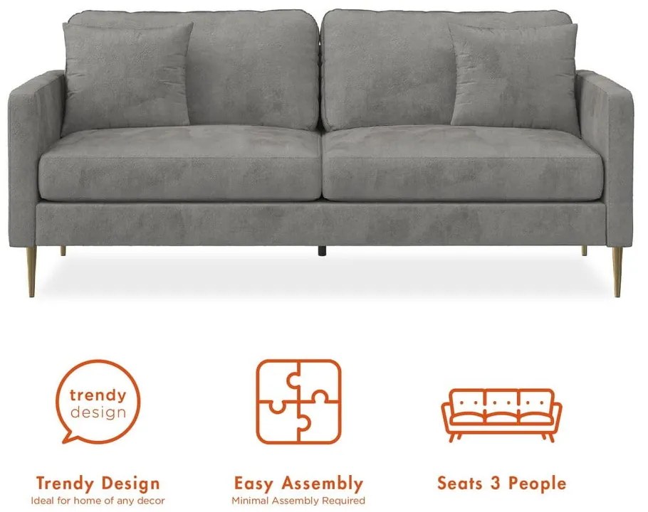 Szara sofa 184 cm Highland – CosmoLiving by Cosmopolitan