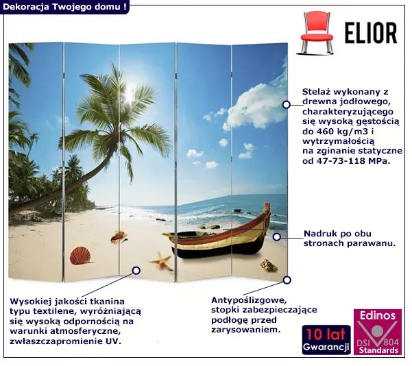 Parawan wewnętrzny z motywem plażowym M4-E04