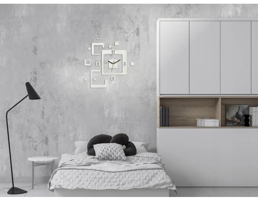 Zegar ścienny naklejany kwadratowy nowoczesny do salonu loft nowoczesny