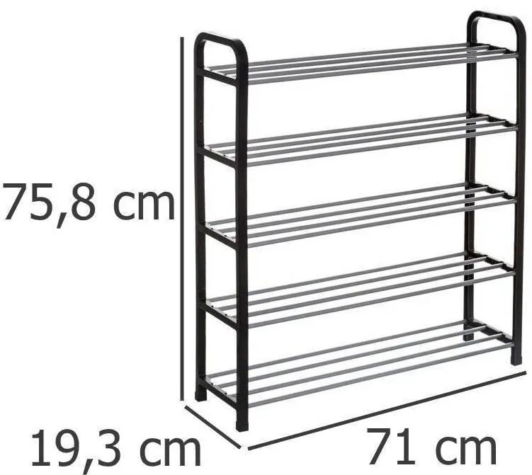 Szafka na buty z 5 poziomami, 76x20x71 cm