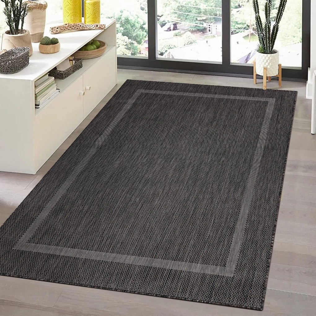 Dywan zewnętrzny Relax ramka czarny 80 cm x 250 cm