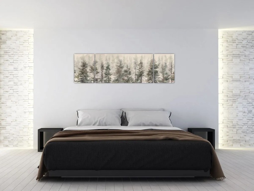 Obraz - Pine forest I., aquarel (170x50 cm)