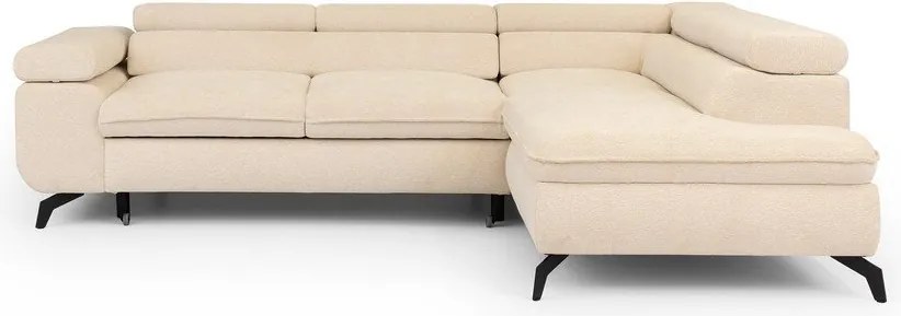 Kremowy narożnik z tkaniny szenilowej (prawostronny/w kształcie litery L) Marbeya – Ropez