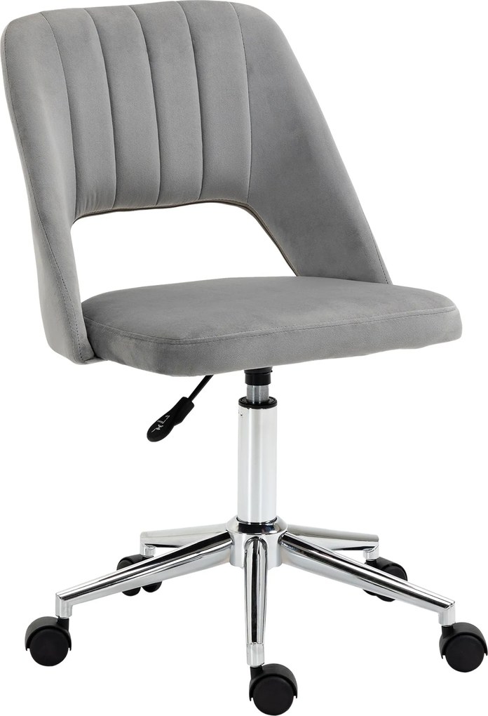 Vinsetto Regulowany wysokością fotel biurowy na kółkach, obrót 360°, kształt muszli, pianka, 49 x 60 x 79-91 cm, Szary