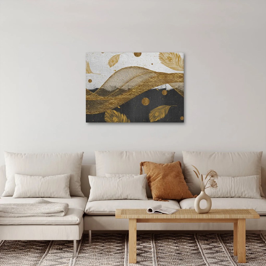 Obraz - Złote piórka (70x50 cm)