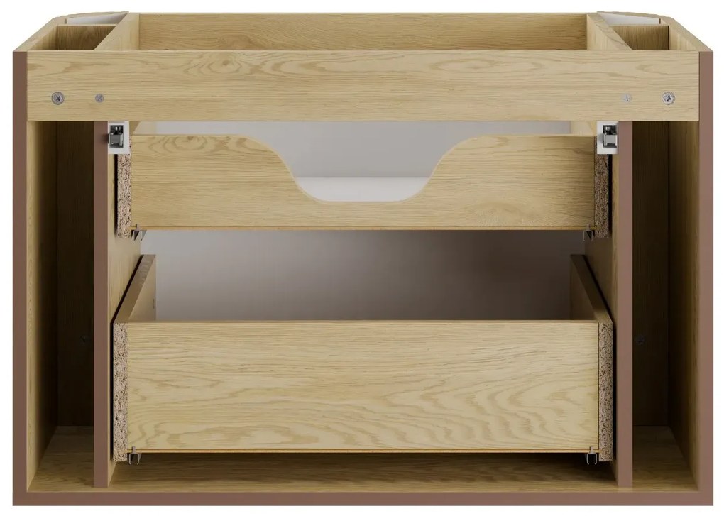 Szafka pod umywalkę OVALIA CREMONA 2S 80cm dąb cremona z umywalką nablatową CLOUD COMAD