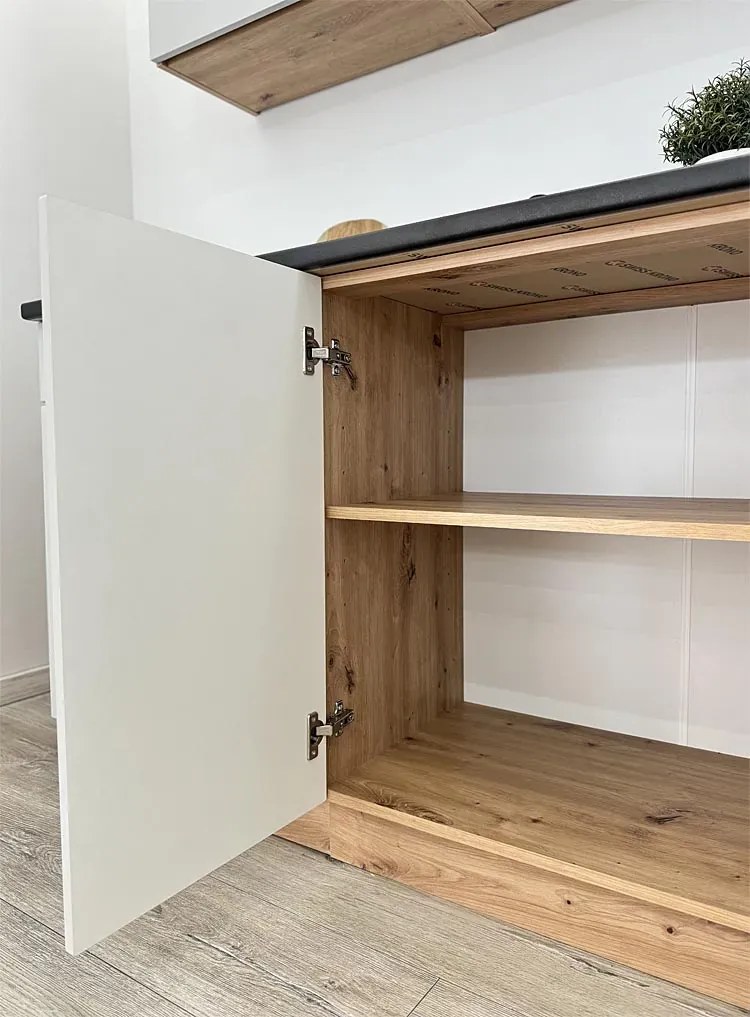 Komplet narożnych szafek kuchennych 260 cm dąb artisan + szary T5-E29
