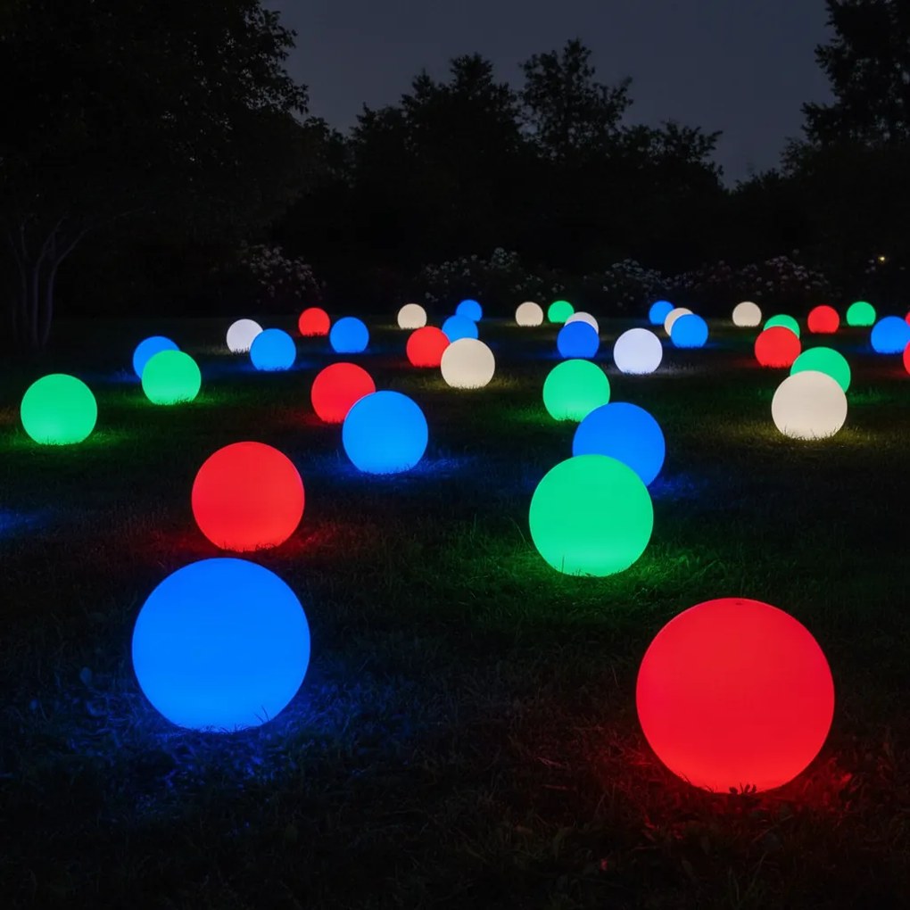 Świecąca kula LED 50 cm – 18 RGB + 12 białe