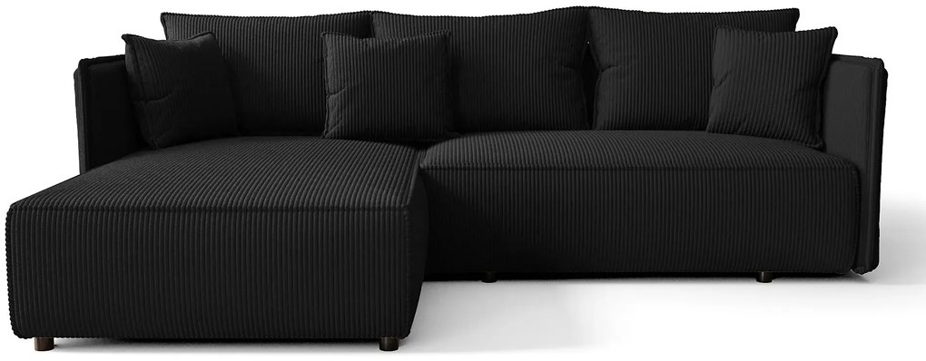 Czarna rozkładana nowoczesna sofa narożna - Tentis