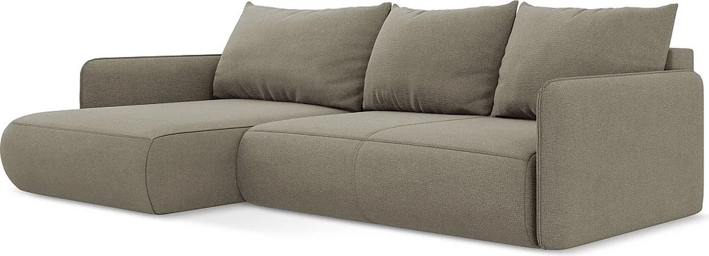 Narożnik lewostronny z funkcją spania - z tkaniny strukturalnej - ciemny beż - NANEA