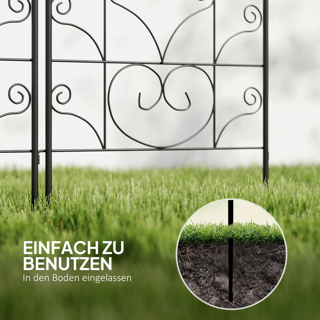 Metalowe Kratki na Róże 2 szt. Outsunny Zestaw, Odporny na Rdzę, dla Roślin Pnących z Motywem Ptaków 50x120 cm, Czarny