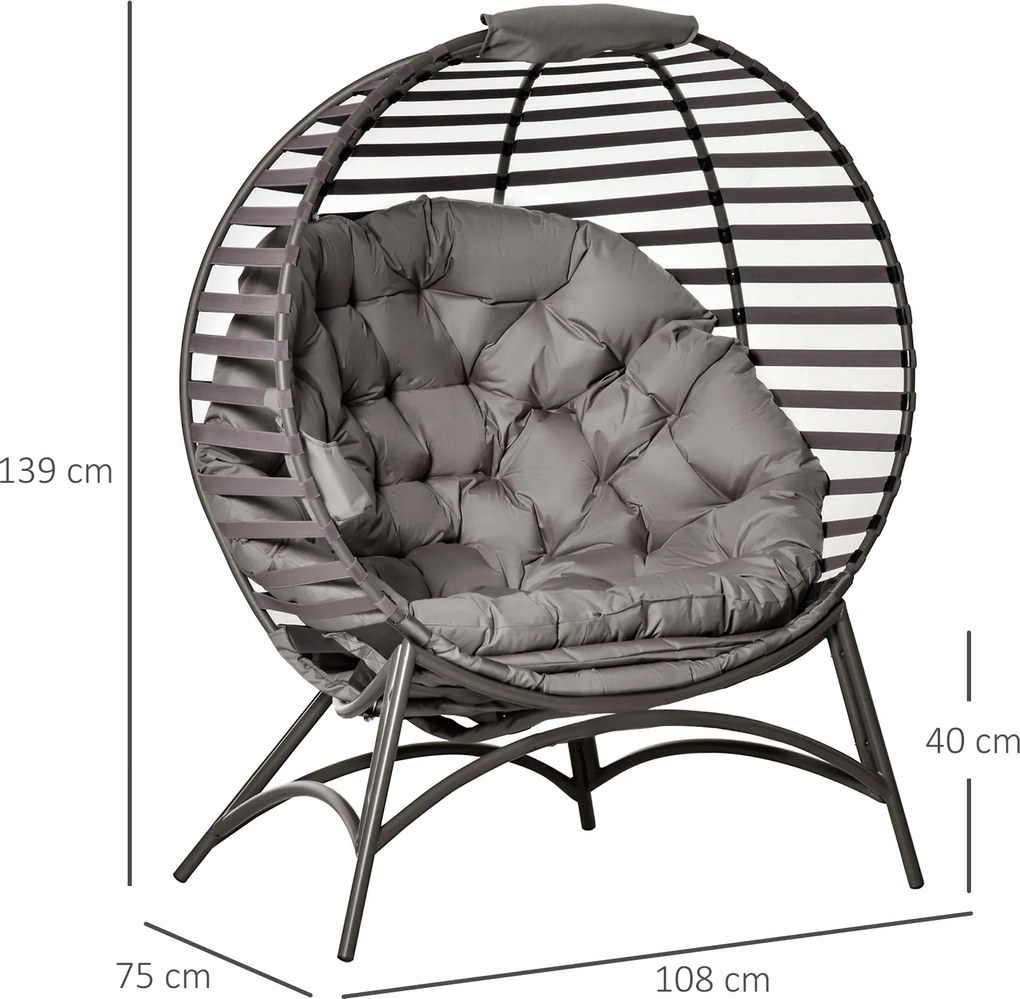 Krzesło skladane krzesło ogrodowe do pracy w domu na dwoje z poduszką i koszem | Aosom PL