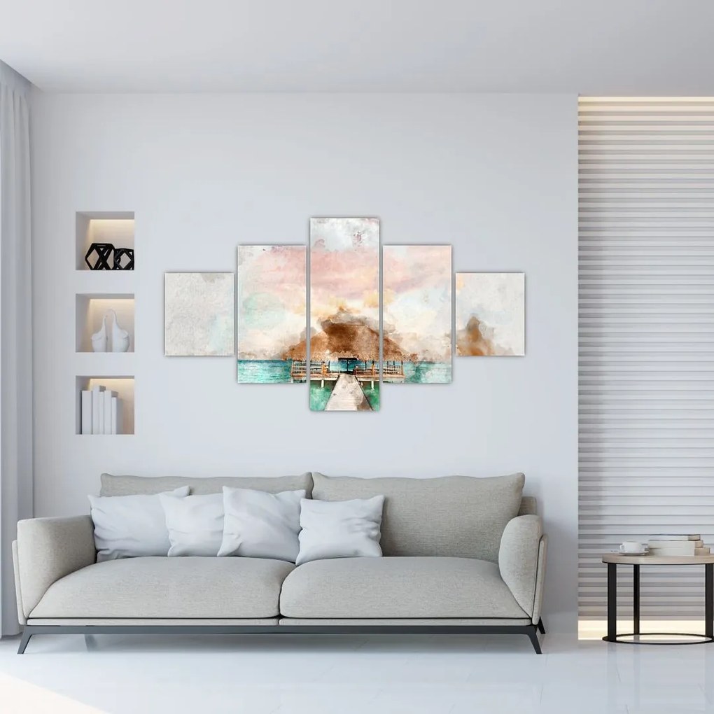 Obraz - Malediwy, drewniane molo (125x70 cm)