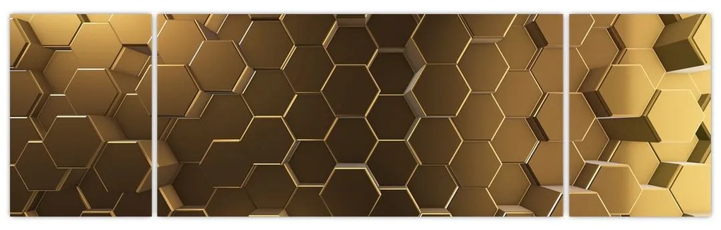 Obraz - Złote sześciokąty (170x50 cm)