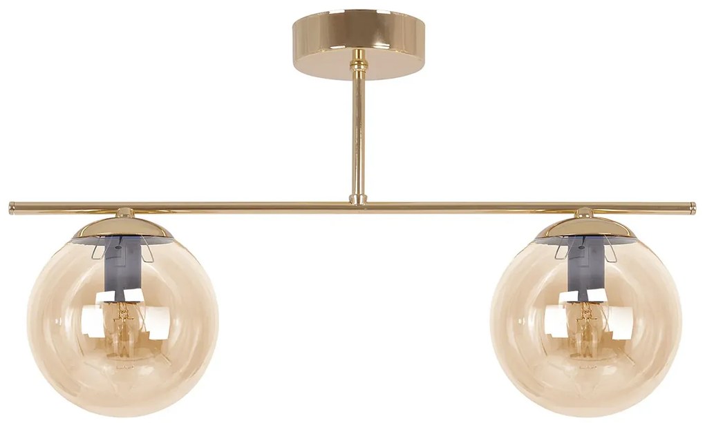 Złoto-bursztynowa lampa sufitowa z 2 szklanymi kloszami - A671-Didaro