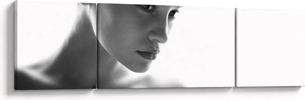 Obraz - czarno - biały portret kobiety (170x50 cm)