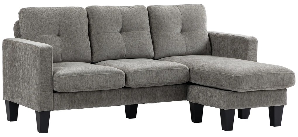 HOMCOM Narożnik, Sofa z odwracalną chaiselongue, Sofa w kształcie L, Obicie w stylu lnianym, 186 x 130 x 84 cm, Brązowy