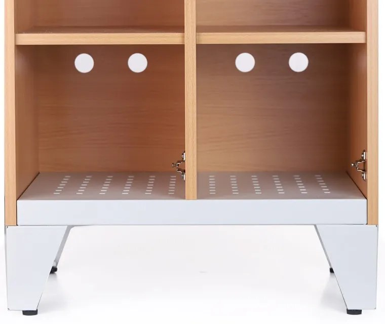 Drewniana szafka ubraniowa S4 na nogach, 2-drzwiowa, 1400 x 600 x 400 mm, demontaż, zamek obrotowy, orzech