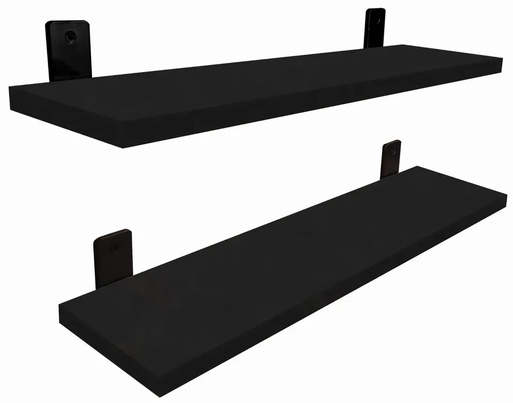 Dwie czarne półki ścienne w klasycznym stylu 50 cm - Castello 3X