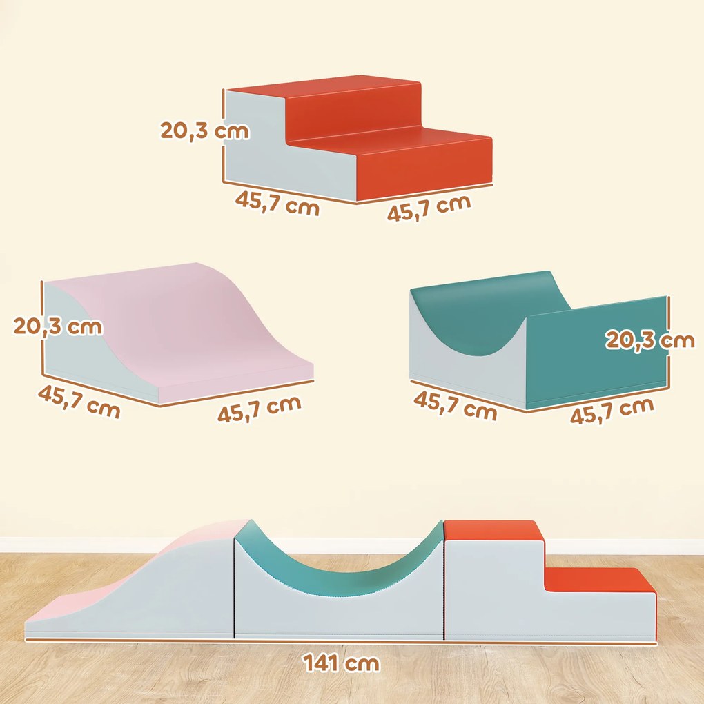 AIYAPLAY 3-częściowy zestaw do wspinania i czołgania dla dzieci, sztuczny nubuk, pianka, jasnoszary
