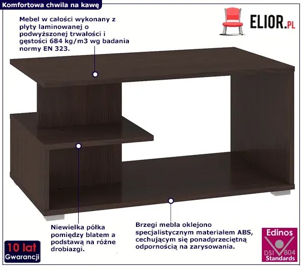 Prostokątna ława do salonu wenge K4-C56