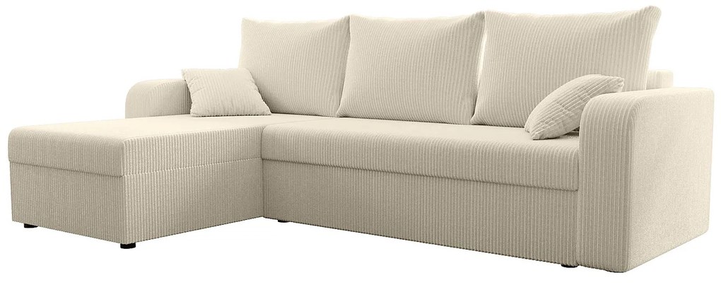 Kanapa narożna dwustronna rozkładana z beżowego sztruksu - ONABIA