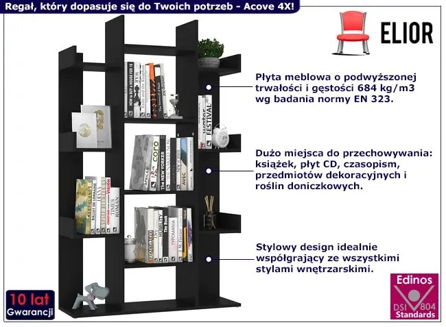 Czarny otwarty regał - Forner 4X