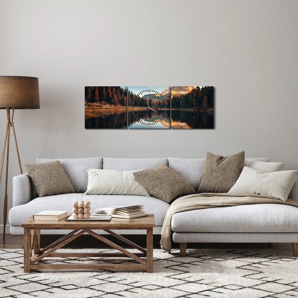 Obraz - Alpy, Włochy, Dolomity, Lago Antorno (z zegarem) (90x30 cm)